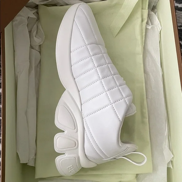 Burberry Leather Quilted White Sneakers - Picture 12 of 17